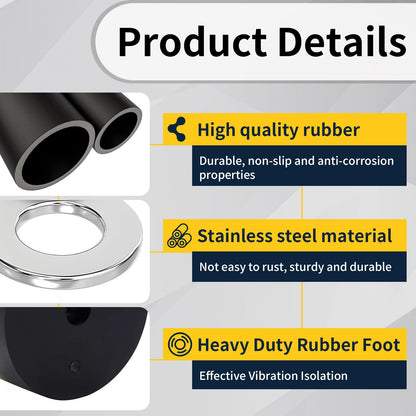 2-Pack Heavy Duty Anti Vibration Rubber Foot for Generators, Pressure Washers, Compressors, Air Compressors, Trailers, Generator Rubber Foot Pads, Thick 1 x 2.5 Inch