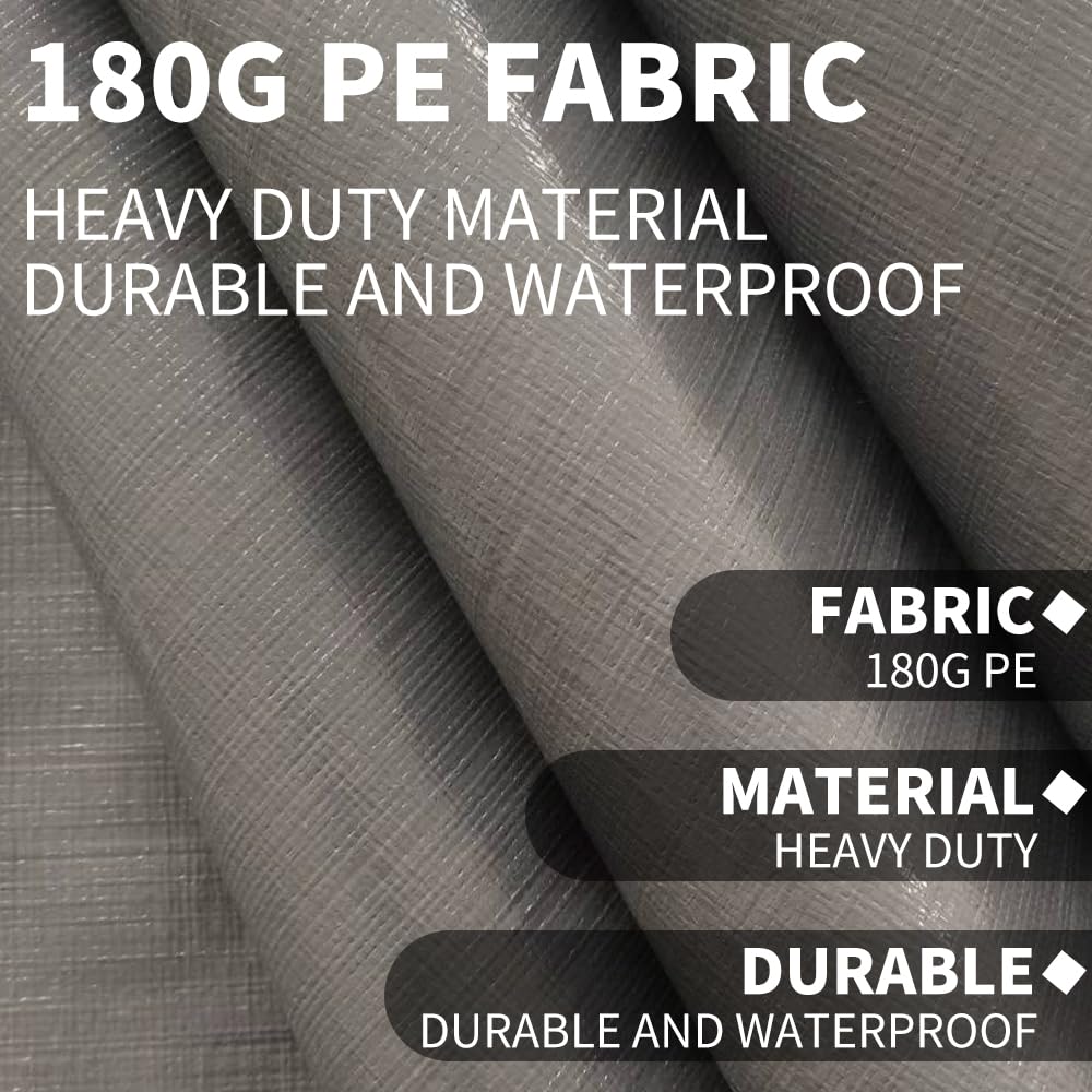 Rutile 10x20 Carport Replacement Sidewall, 180G PE Waterproof & UV Protected Sidewall Cover (Gray, Sidewall kit Panel Set of 4 with Mesh Windows)
