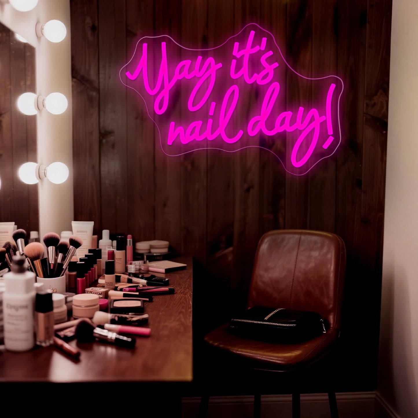 Yay It's Nail Day Neon Sign, Dimmable Pink LED Nail Salon Decor for Beauty Room, Wedding, Bar, Bedroom - Great,Gift for Nail Tech Girls, Christmas, Birthday, USB Powered Wall Decor, Personalized Gift 11.4 * 16.9 In