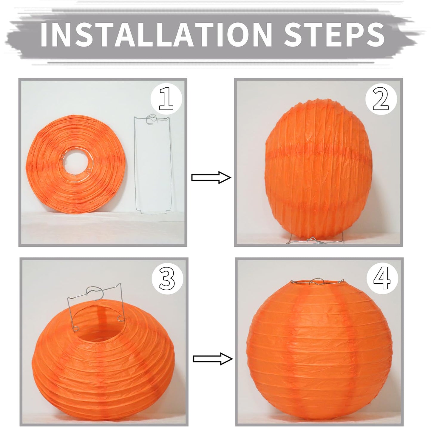 FUGUIR Fall Paper Lanterns, Orange Peach Cream Thanksgiving Party Hanging Paper Lanterns for Fall Festival Wedding Baby Shower Birthday Party Supplies (12 PCS)