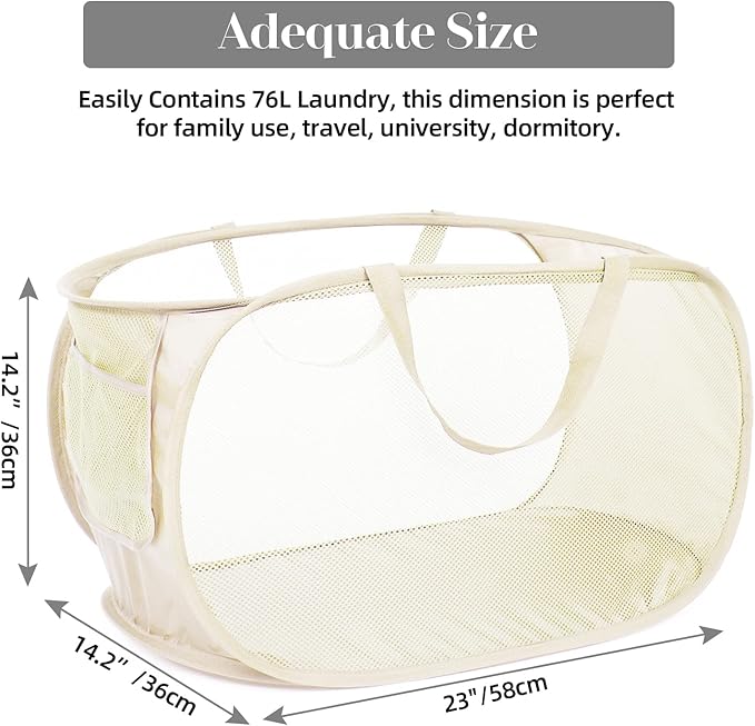 2 Pcs Durable Collapsible Laundry Baskets