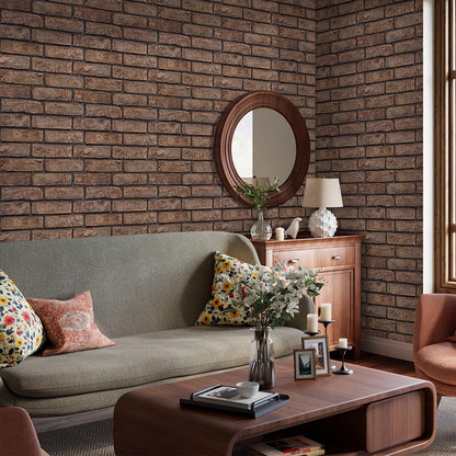 Commomy 3D Faux Brick Wall Panels - 10 pcs 11.8" x 11.8" Small Size Thin PVC Peel and Stick Brick Backsplash Brick Wallpaper Tiles for Kitchen,Living Room,Fireplace,Quick Interior DIY Home Wall Decor