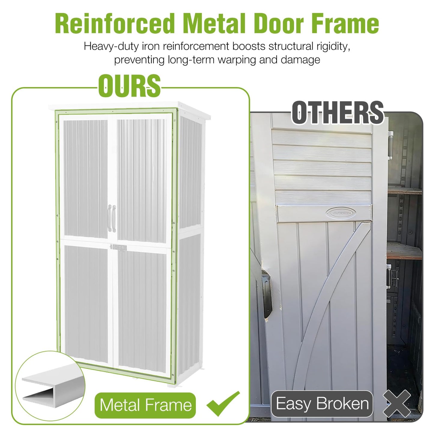 GUTINNEEN Outdoor Tool Cabinet, Heavy Duty Wood & Metal Frame Garden Storage Shed, Rustproof & Anti-Breakage for Tools & Equipment (Dark Black)
