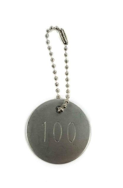 Stainless Steel Tags, Numbered 001-100, 1.25" Round