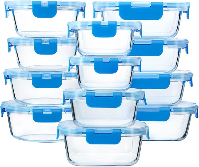 M MCIRCO 24-Piece Glass Food Storage Containers