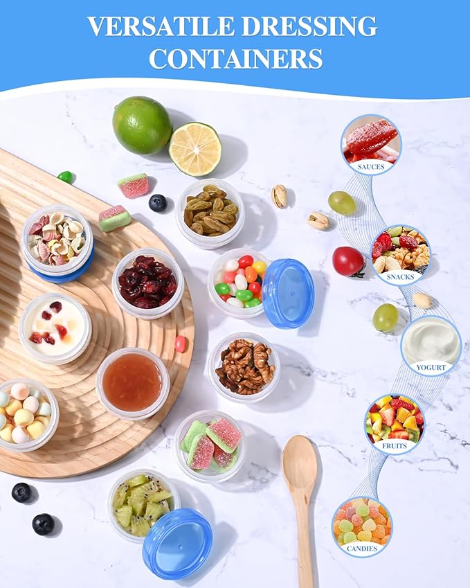 Salad Dressing Containers, Reusable Easy to Open Dressing, Dip Containers to Go