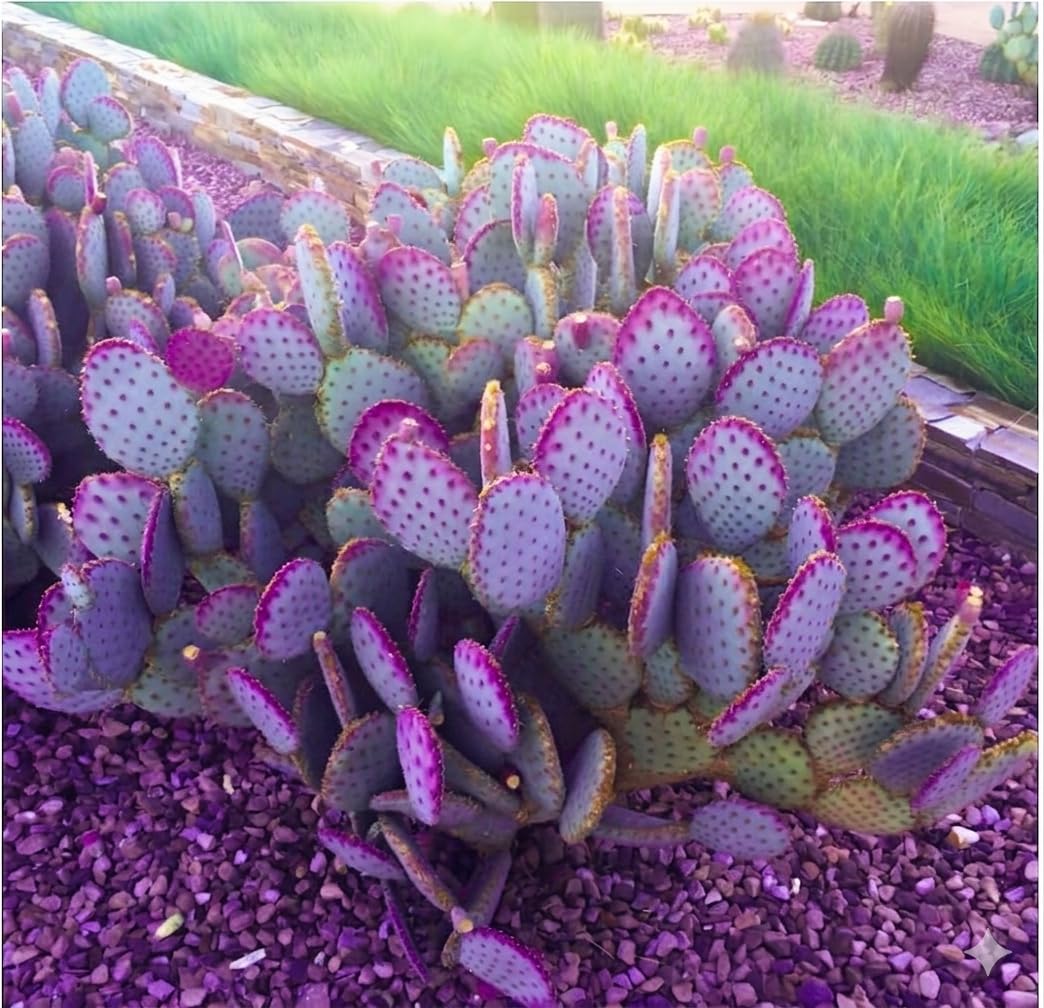 Purple Prickly Pear Cactus Live Plant | Live Opuntia Purple Cactus in 3 Inch Pot | Drought-Tolerant Desert Plant for Indoor & Outdoor Use, Landscaping, Rock Gardens & Container Planting