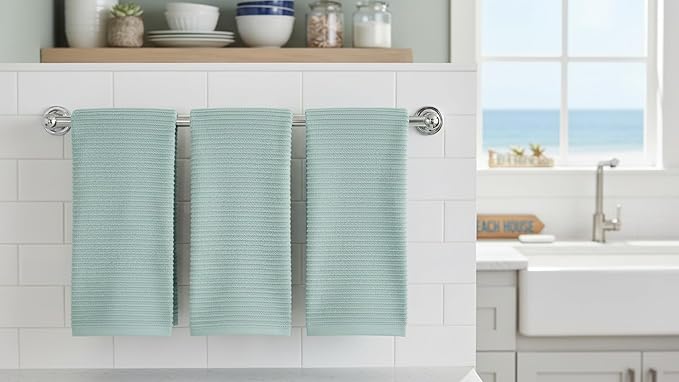 Seafoam Light Sage Aqua Mineral Green Kitchen Hand Dish Towels: Oversized 28" x