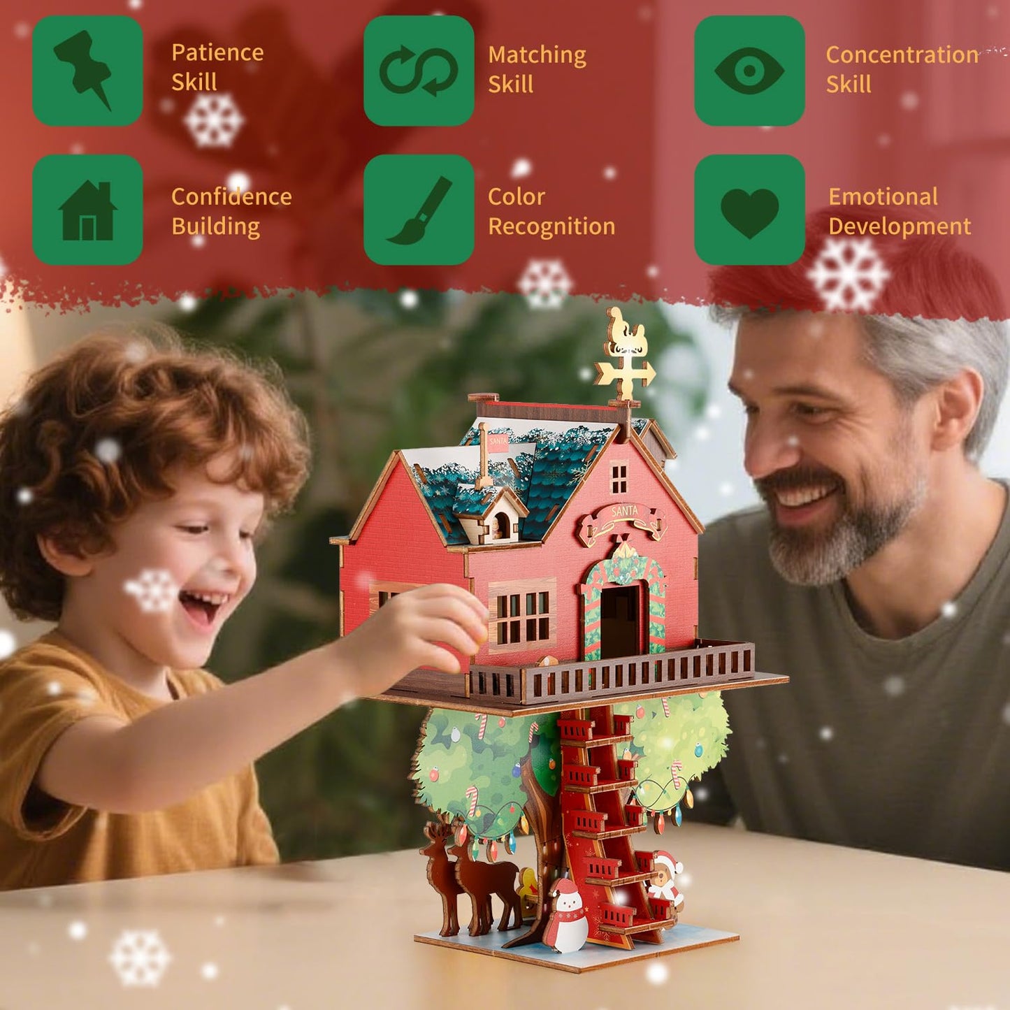 3D Puzzles for Adults Treehouse - Christmas Theme, Fun Holiday Home Decor