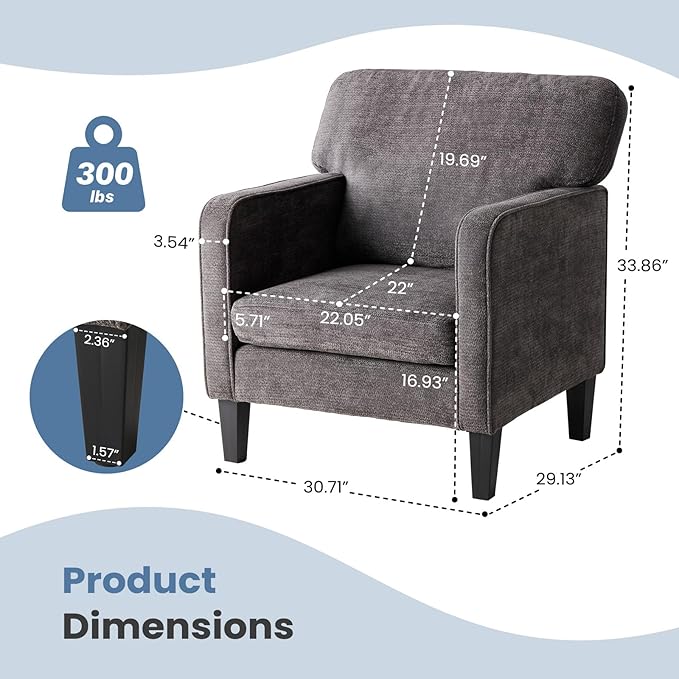DUMOS Dark Grey Modern Accent Chairs