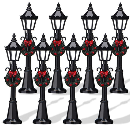 Honoson Christmas Mini Street Light Models Christmas Accessories Miniature Lamp Village Post for Dollhouse Small Street Lamp Garden, Age Over 6 Years(4 Pieces,Classic Style)