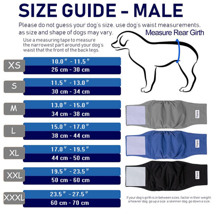 LeerKing Leakproof Dog Diapers 3 Pack Reusable Male Dog Belly Bands Nappies for Incontinence,L