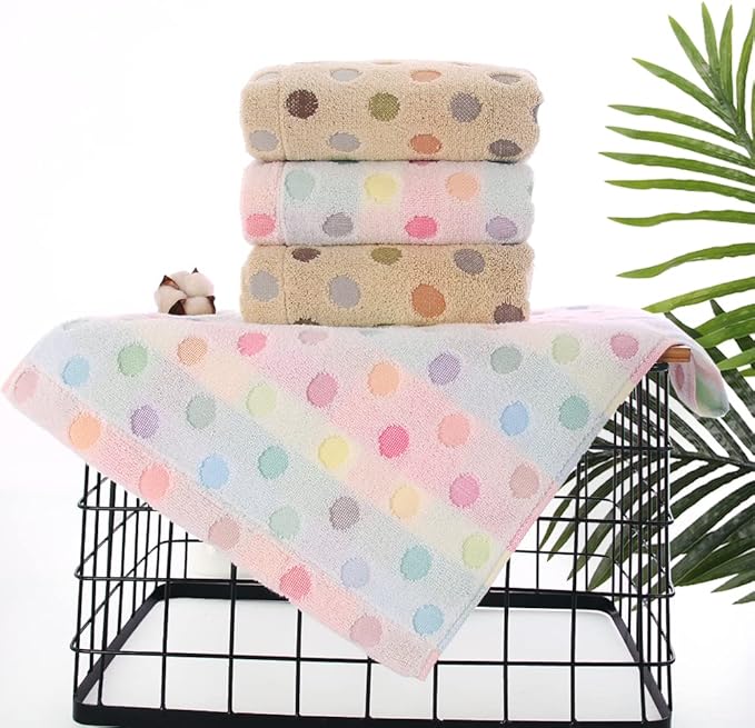 Pidada Hand Towels Set of 4 Colorful Polka Dot Pattern 100% Cotton Soft