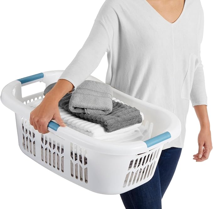 Rubbermaid Large Hip-Hugger Laundry Basket/Hamper, 1.5-Bushel, Stackable