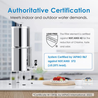 Waterdrop Gravity-fed Water Filter System, NSF/ANSI 42&372 Standard, 2.25G Stainless-Steel System with 4 Filters & Alkaline Water Filter