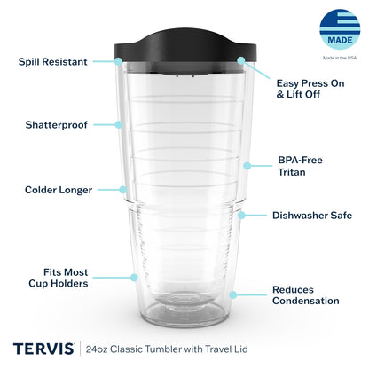 Tervis Christmas Holiday Blue Winter Snowflakes Made in USA Double Walled Insulated Tumbler Travel Cup Keeps Drinks Cold & Hot, 24oz, Classic