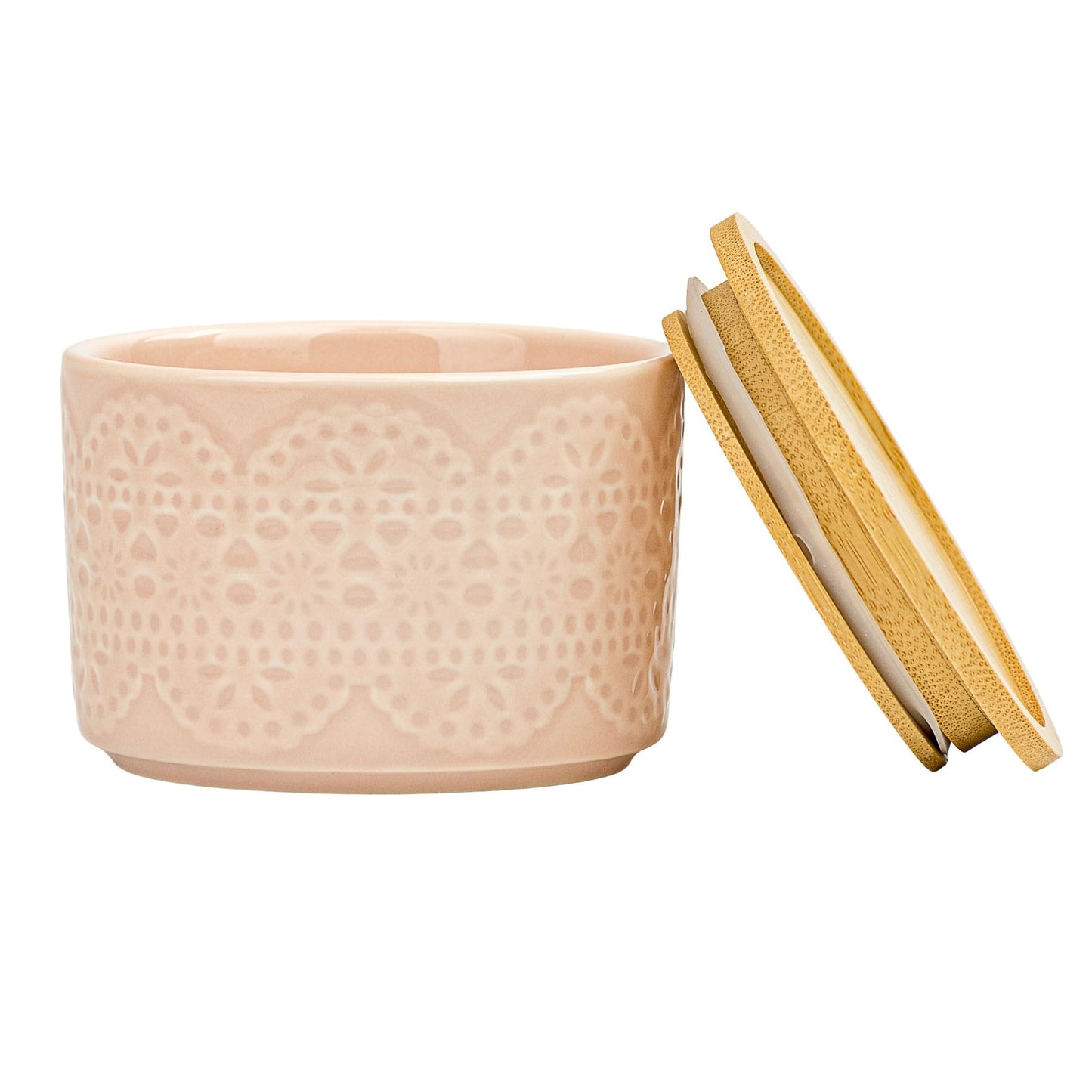 10 Strawberry Street Embossed Porcelain Salt Cellar, Set of 2 (Blush Lace)