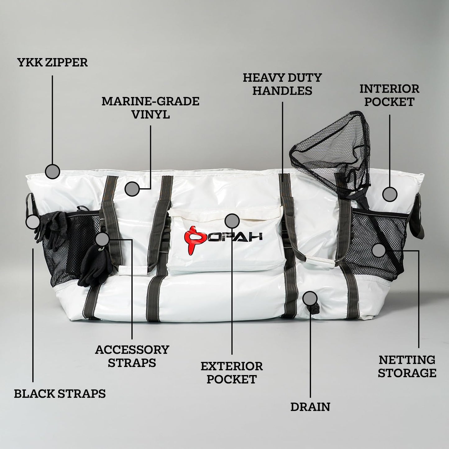 Opah Gear Fathom 7 Insulated Fish Kill Cooler Bag for Cow Tuna, 82' L x 30' W x 36' H, Heavy Duty, Marine-Grade Vinyl, UV Resistant, Camping & Fishing