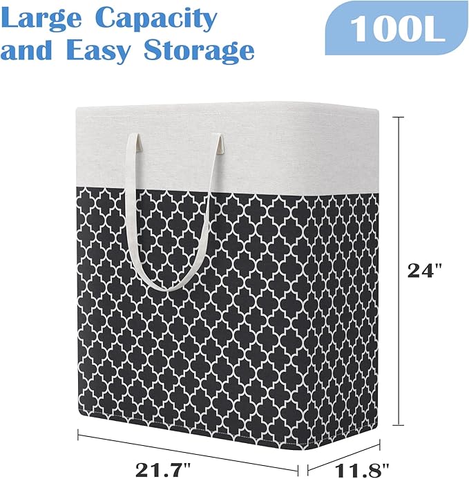 BlissTotes 3-Pack Laundry Basket, Freestanding＆Waterproof Laundry Hamper