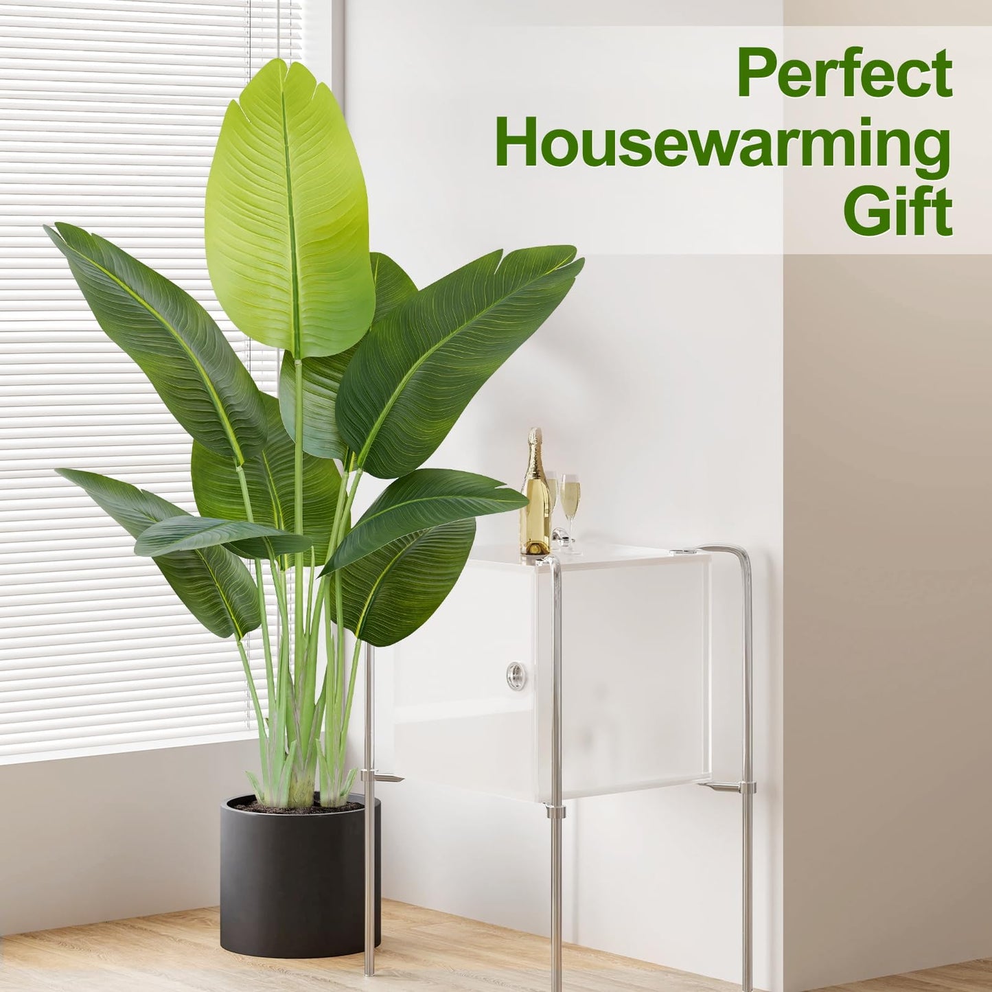 Keeplush Lifelike Bird of Paradise Artificial Plant 4ft Faux Banana Leaf Tree with 9 Trunks for Home Decor - Perfect Indoor Silk Floor Plant for Living Room, Office, and Bedroom Ambiance Enhancement