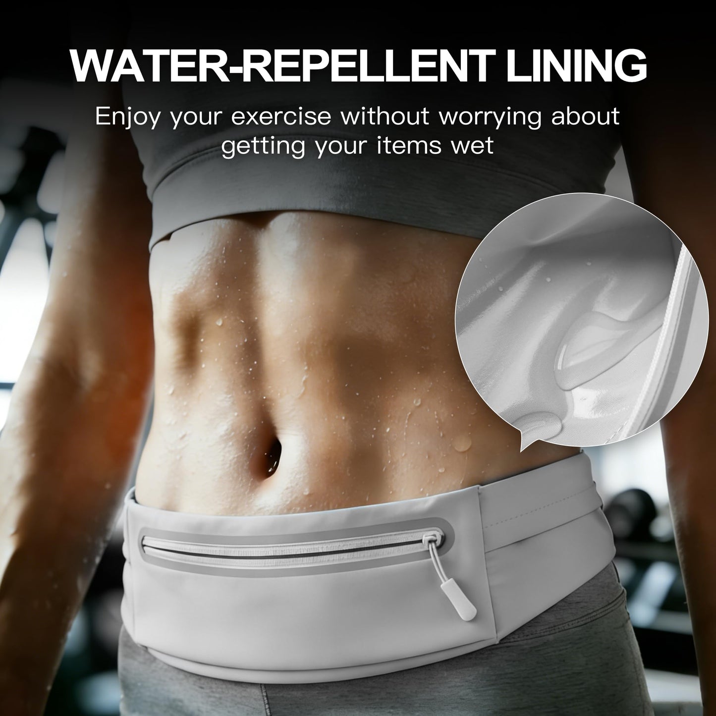 Slim Running Belt for Men Women - No-Bounce Phone Holder Waist Pack, Runners Fanny Pack with Sweat-Proof Pocket ，Travel Money Pouch for Gym/Hiking/Cycling (Light Gary)