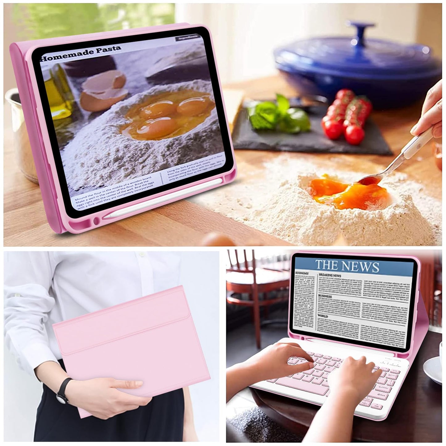 Case with Keyboard for iPad 11th Generation A16 11 inch 2025, UK layout Keyboard Case for ipad 10th Gen 2022, Slim Case with Detachable Bluetooth Keyboard and Pencil Holde for iPad 11/10 Gen, Pink