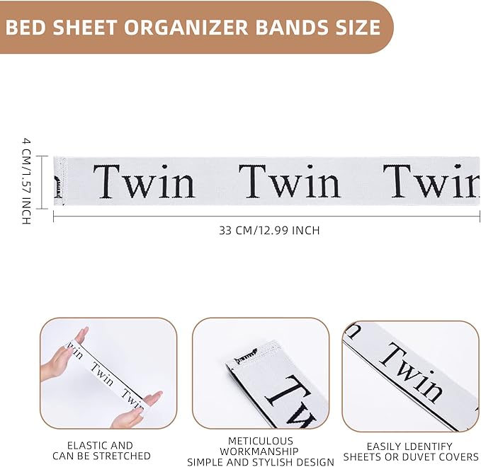 4PCS Bed Sheet Organizer Bands, Storage Labels and Sheet Keepers