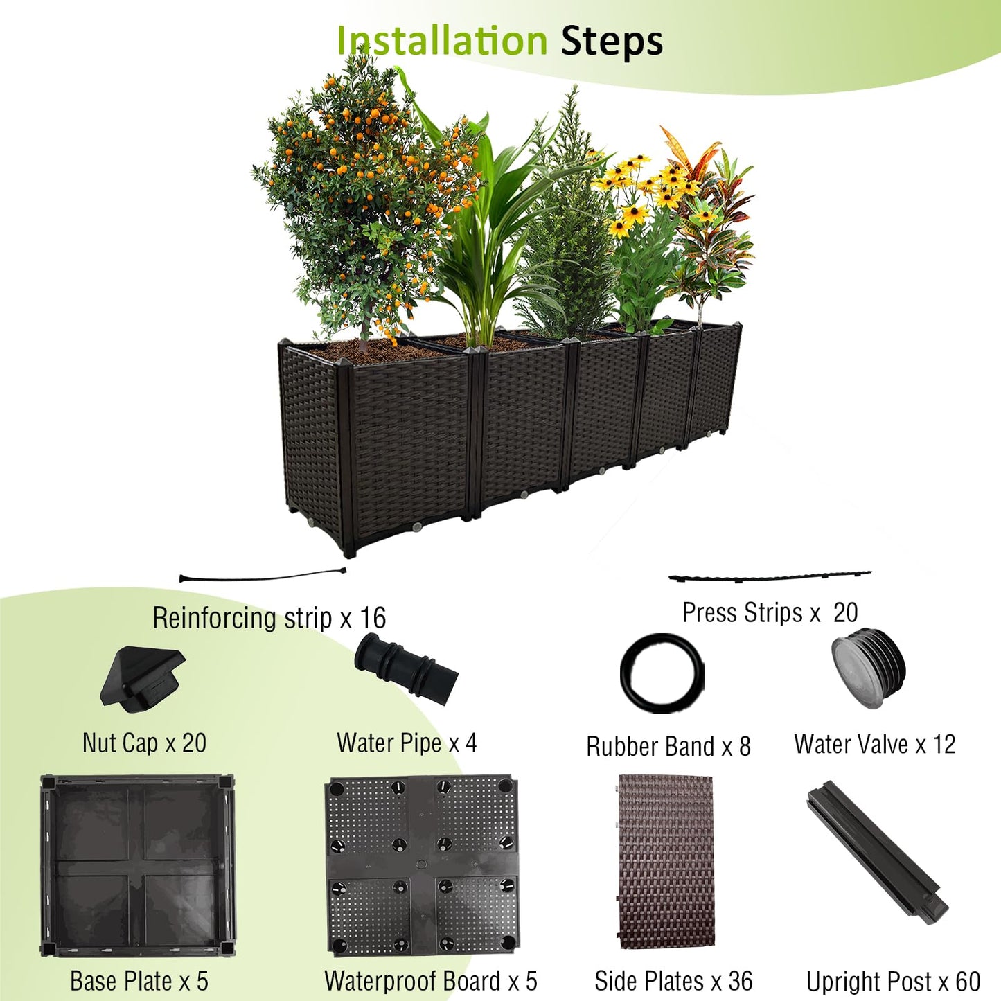 TDDSS Large Planters for Outdoor Plants Rectangular Raised Garden Bed Elevated Planter Boxes Patio Balcony Deck for Planting Flowers, Vegetables, Tomatoes, and Herbs