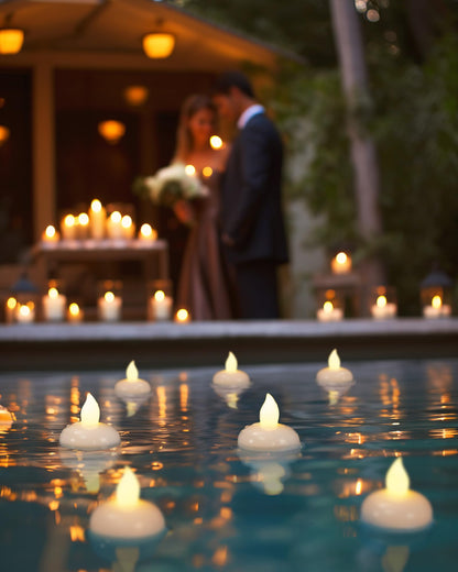 Homemory 24 Pack Waterproof Flameless Floating Tealights, Warm White Battery Flickering LED Tea Lights Easter Candles - Wedding, Party, Centerpiece, Pool & SPA…