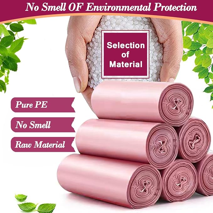 4 Gallon/180pcs Small Pink Trash/Garbage Bags, Bathroom Can Bin Liners