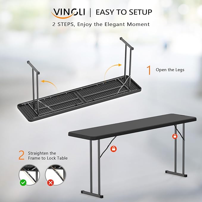 VINGLI 6 FT Narrow Folding Table, Home Work