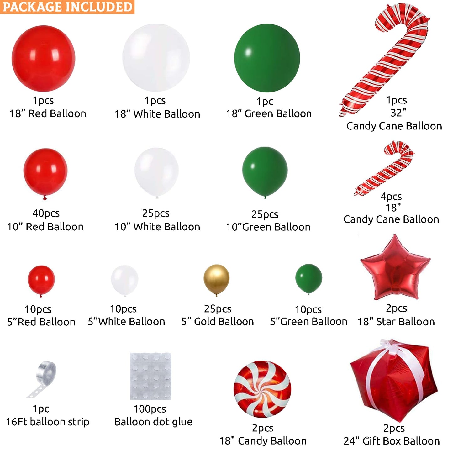 Christmas Balloon Arch Kit, 162PCS Christmas Balloon Garland