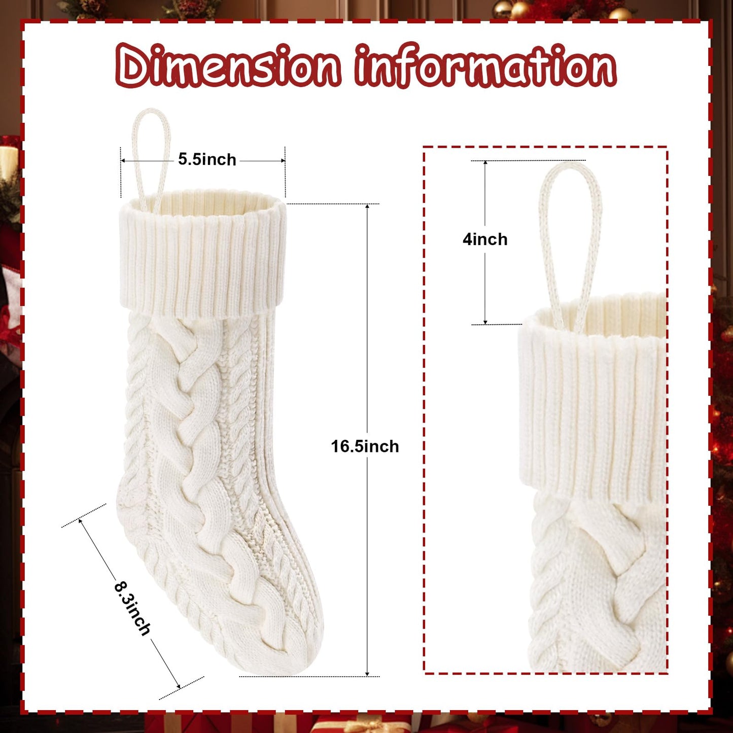 Doitory Christmas Stockings 4 Pack 18 Inches Large Size Knitted Stocking Christmas Decorations for Family Holiday Party Decor
