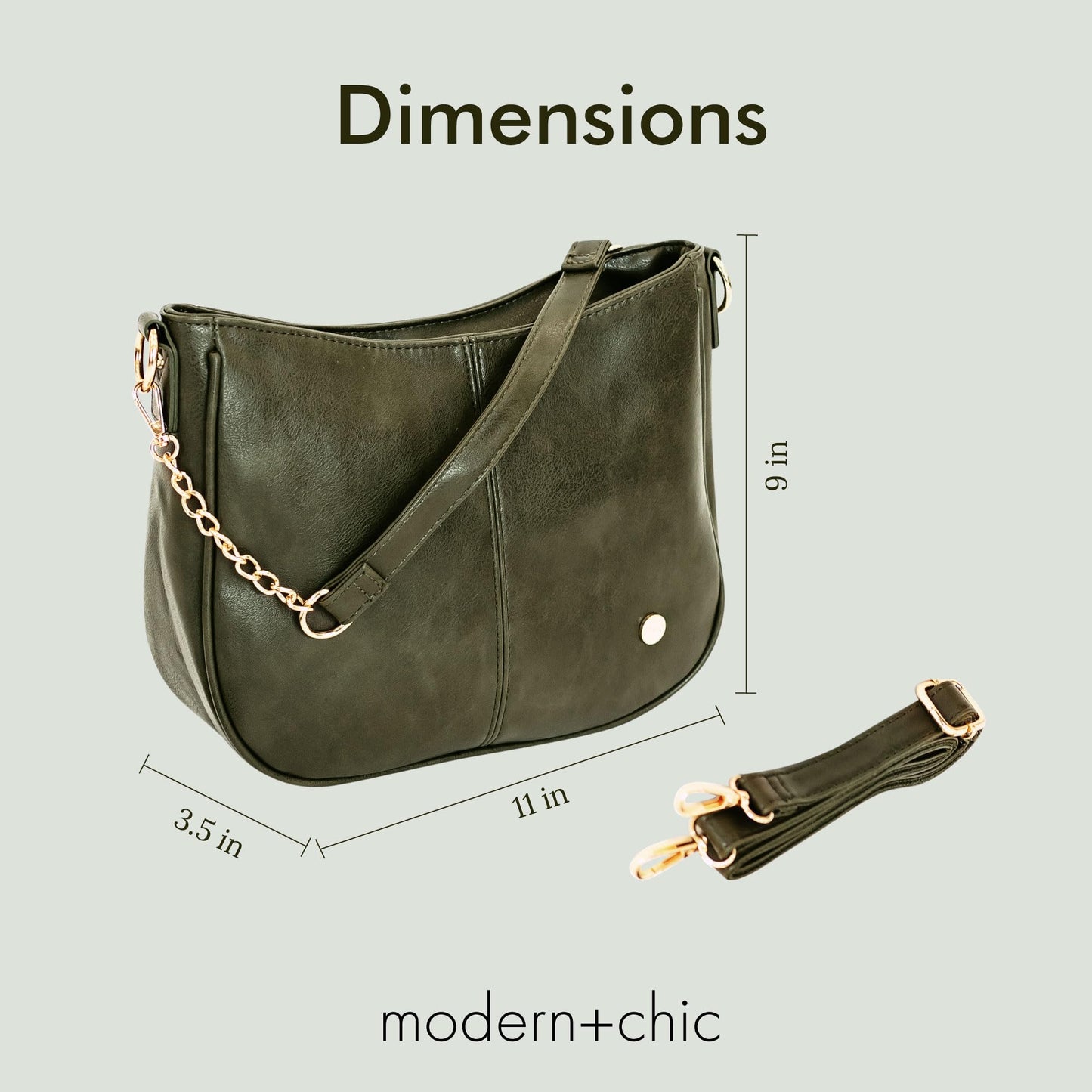 Modern+Chic Crossbody Bags for Women - Marissa Saddle Crossbody, Vegan Leather Shoulder or Handbag with Two Adjustable Straps