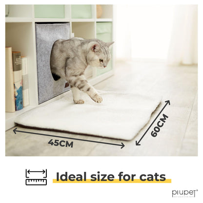 PiuPet® Self Heating Cat Blanket - 60x45cm, No Electricity, Anti-Stress, White