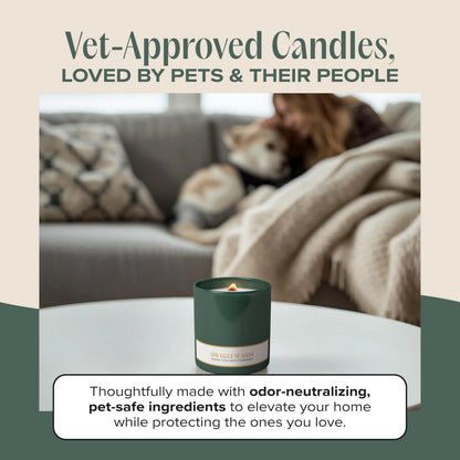 Companion Candles Snuggle Season Pet-Friendly Scented Candle – Balsam, Tonka Bean & Evergreen Fragrance - Coconut Soy Wax Candle with Wooden Wick, Approx. 50-Hour Burn Time, Made in USA, 11.8 oz
