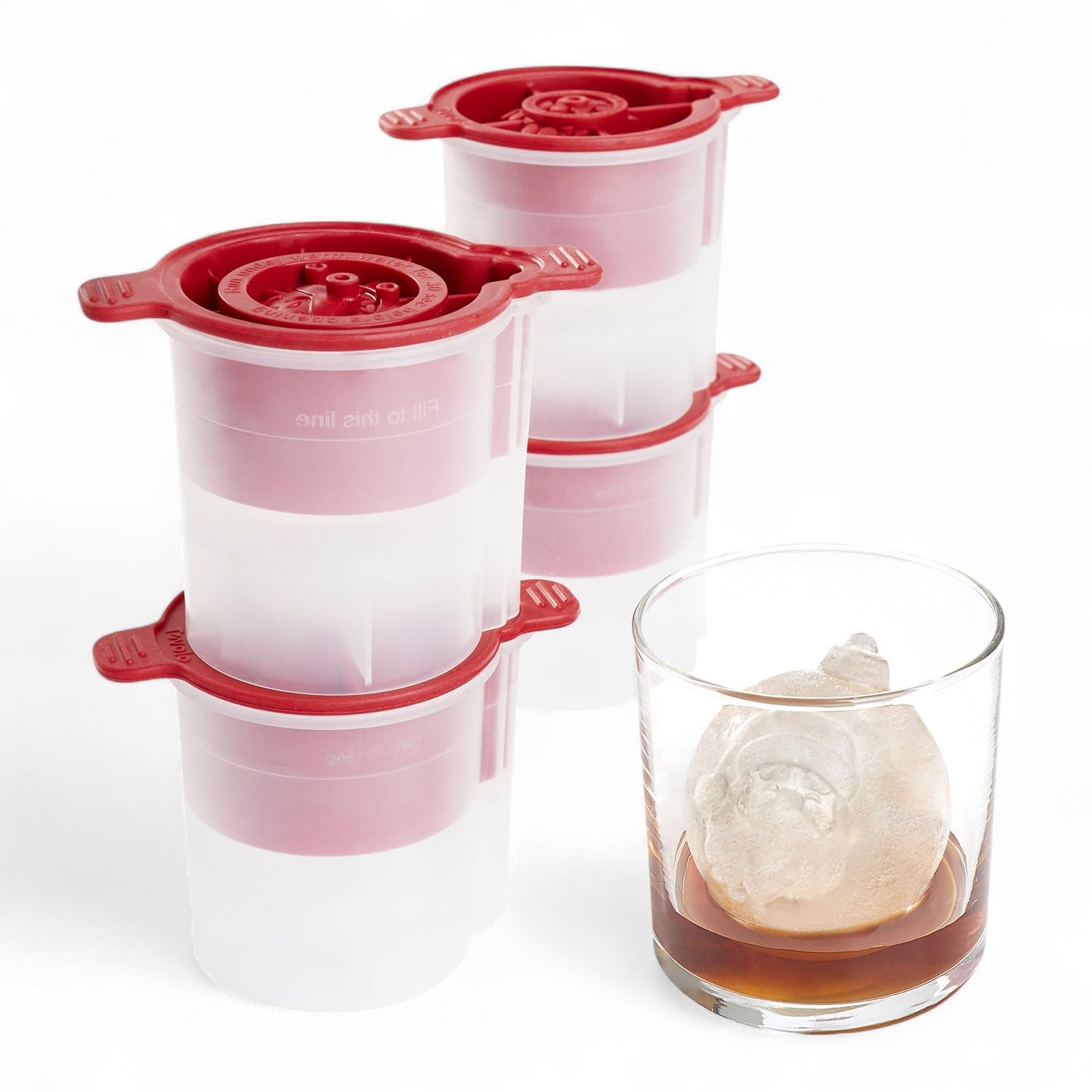Tovolo Holiday Ice Molds for Cocktails Set of 4 Snowflake Ice Mold Christmas Tree Ice Mold Santa Reindeer Christmas Gifts for Men, Complete Set of Stackable Silicone Ornament Ice Molds for Cocktails