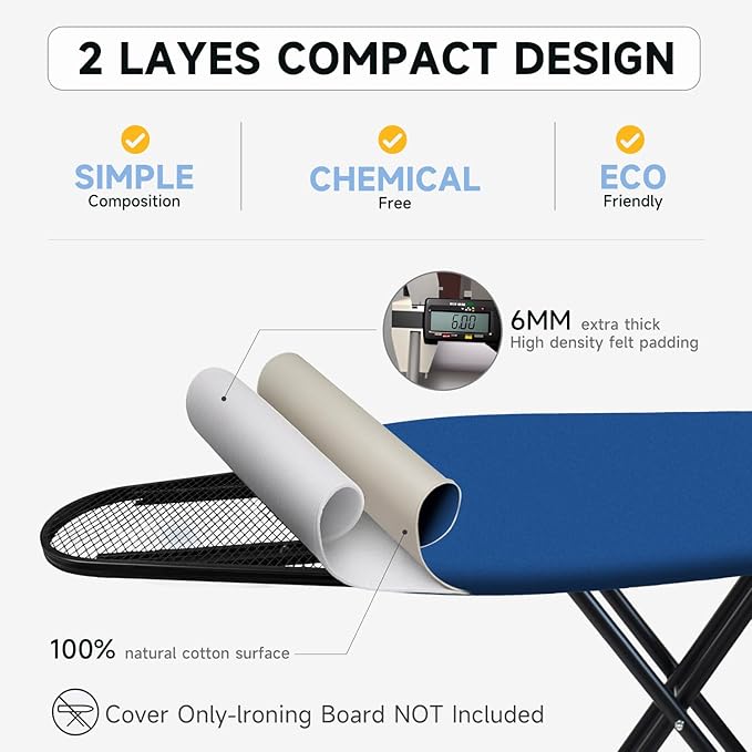 Ironing Board Cover, Full Size Scorch Resistant Padding, Silicone Coating