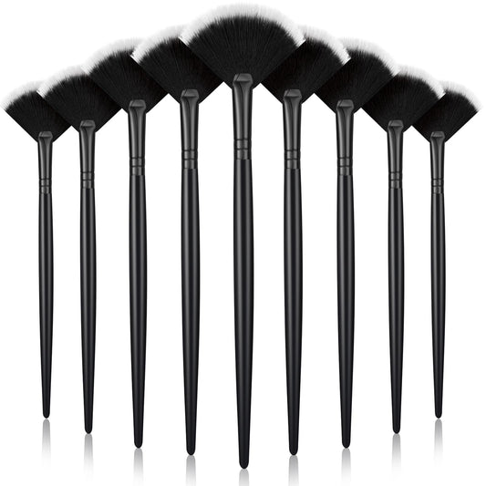 9 Pieces Facial Fan Mask Brushes, Soft Facial Applicator Brushes Tools for Peel Glycolic Makeup for Mud Cream(Champagne)