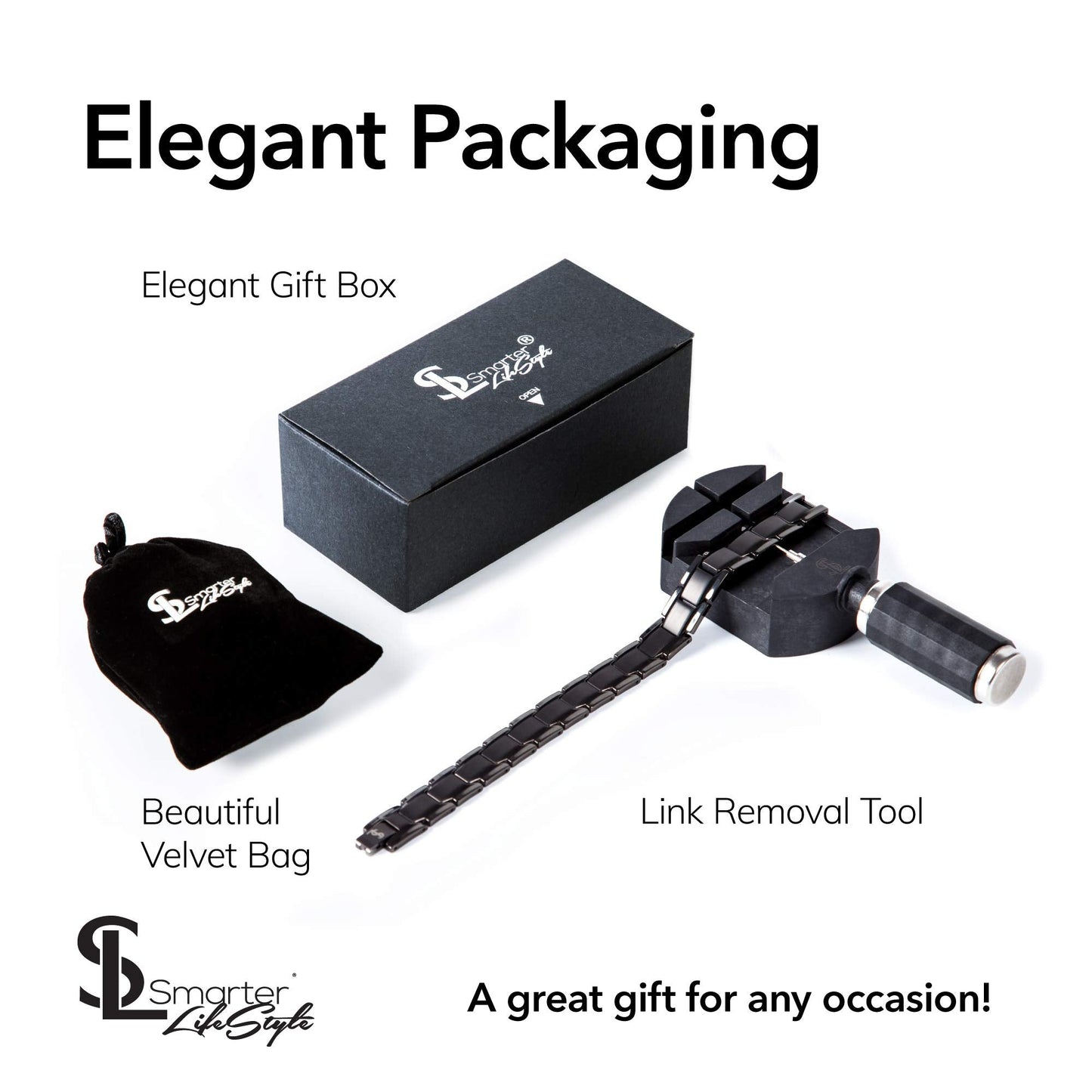 Smarter LifeStyle Elegant Titanium Magnetic Bracelet (Gunmetal Grey)