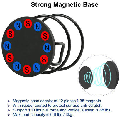 Magnetic Cup Holder,Heavy Duty Metal Drink Holder, 3.46 inch / 8.8 cm Strong Magnetic Base,Bottle Holder for Refrigerator/Treadmill/Truck/Tractor/Forklift/Boat/Bus/Car (Bottom Magnetic)