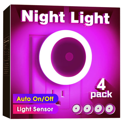 Briignite LED Baby Night Lights Plug into Wall [4Pack], Nightlight with Light Sensors for Kids Room, Bathroom Stair Lights, Hallway Light, Warm White