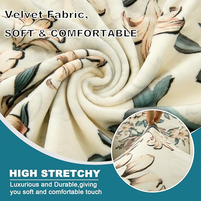 KRFOONN Velvet Wing Chair Slipcovers 2 Piece Stretch Printed Wingback Chair