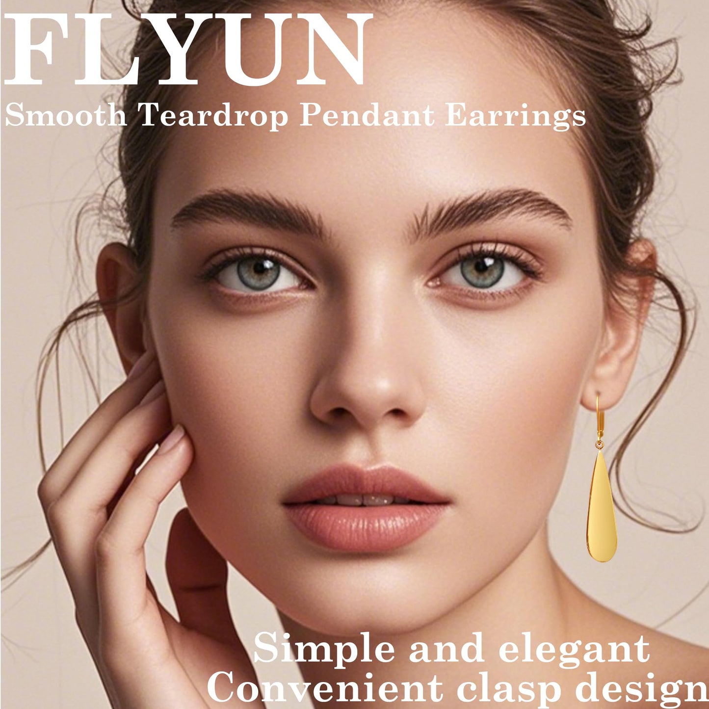 FLYUN 18k Gold Plated Long Teardrop Dangle Earrings For Women Trendy-Hypoallergenic Lightweight Leverback Dangle Earrings For Jewelry Gift(GOLD)