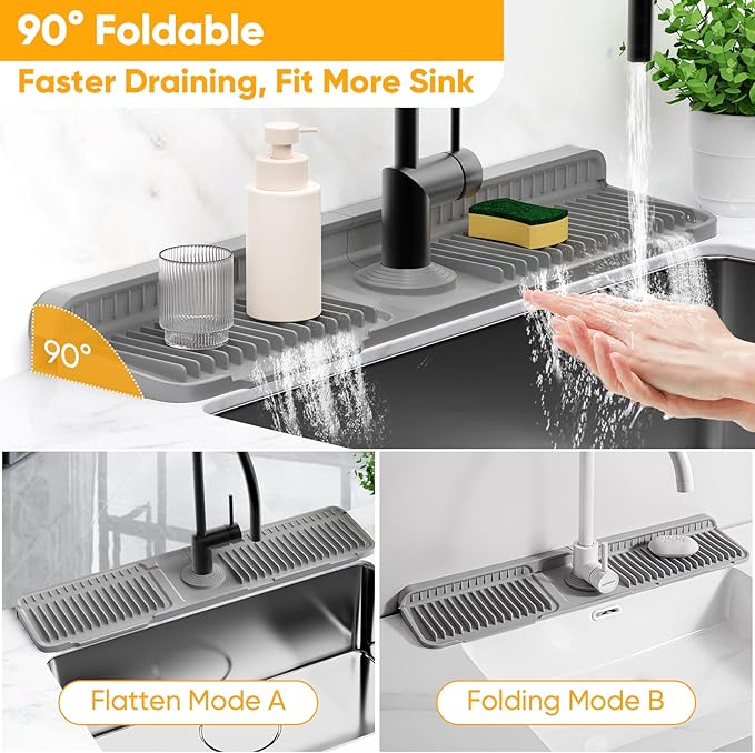 24'' Longer Faucet Mat for Kitchen Sink Splash GuardKitchen Sink Faucet Mat