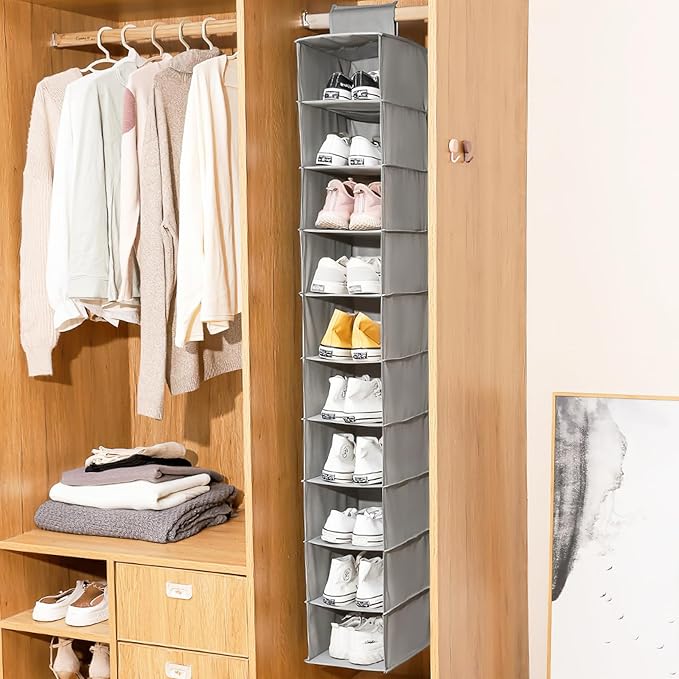 HomeBeyond 10-Shelf Hanging Closet Organizer, and Accessories, Space-Saving