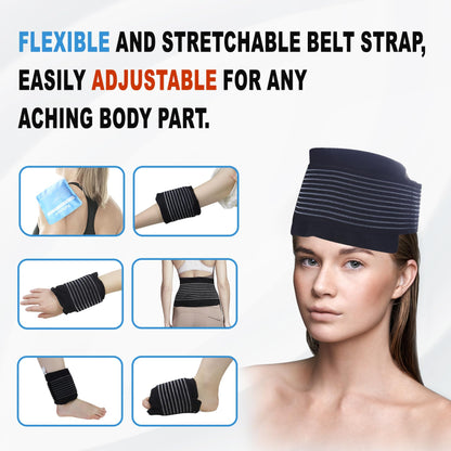 Pallesen Ice Packs, Ice Packs for Injuries Reusable, Cold Packs for Injuries, with Wrap, Flexible Therapy, Soft Gel Pack, Cold Compress for Pain Relief, Blue