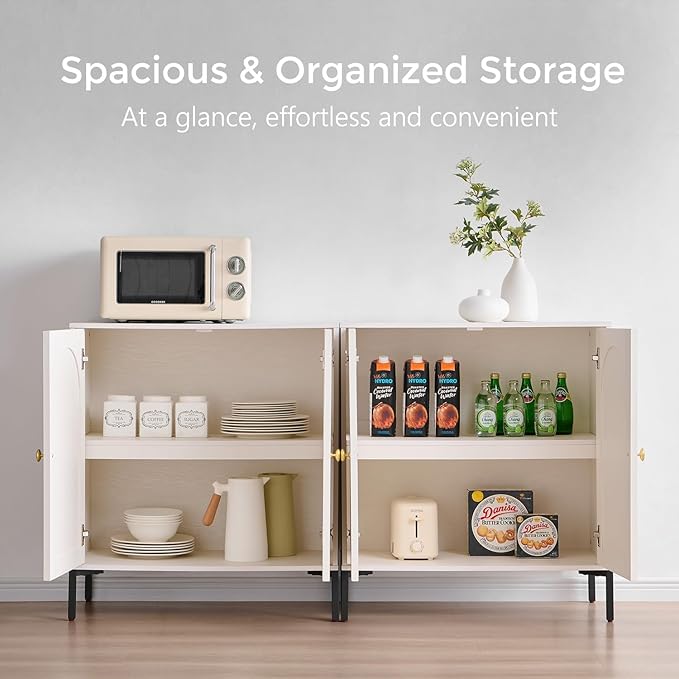 IFBUY Modern Sideboard Buffet Cabinet, 61.75" W Fluted Arched Buffet Cabinet