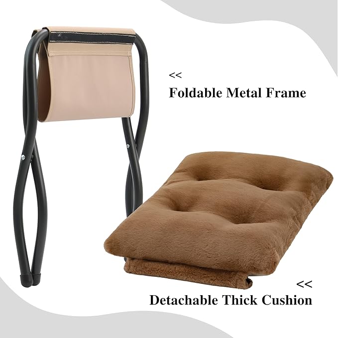 15" Folding Ottoman, Foldable Footrest Stool, Portable Small Foot Stool