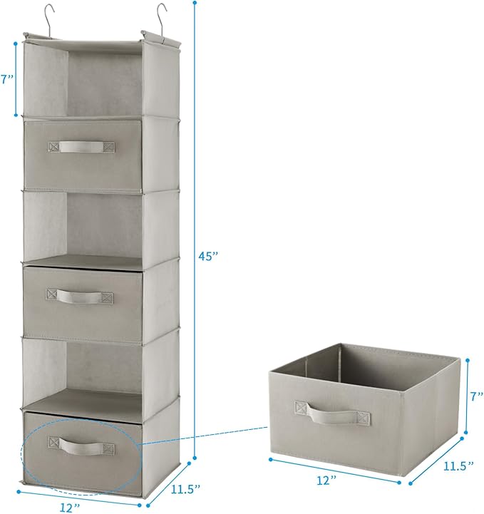 MAX Houser 6 Tier Shelf Hanging Closet Organizer, Closet Hanging Shelf